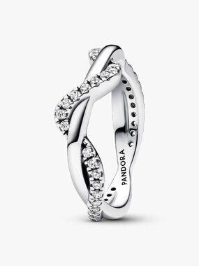 Pandora Sparkling Intertwined Wave Ring